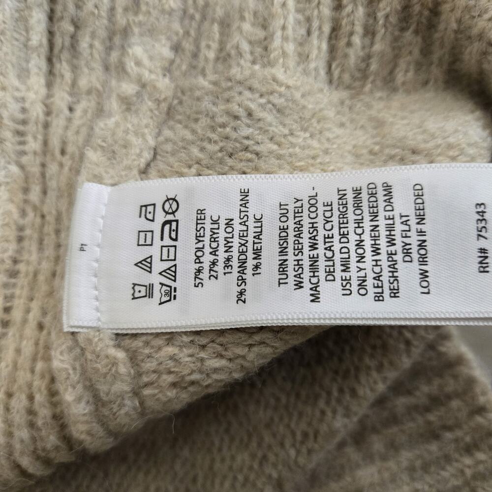 cupcakes & cashmere JOY Christmas Holiday Sweater Women's M Beige GLITTER WREA - Picture 7 of 8